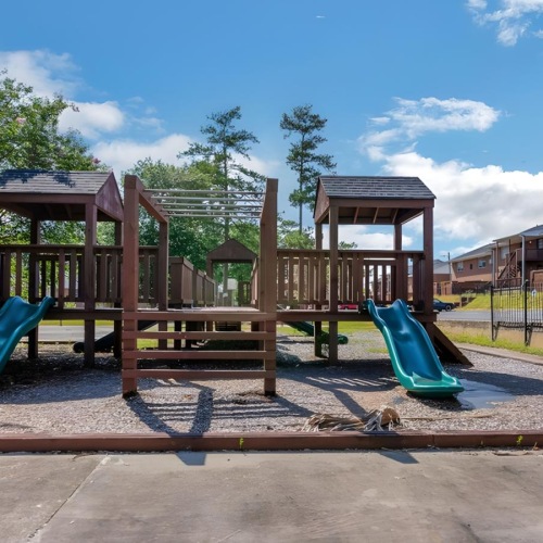 a playground with a slide